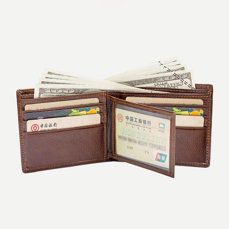Herren Retro Bifold Kurze Geräumige Leder Geldbörse Multi Style Optionals