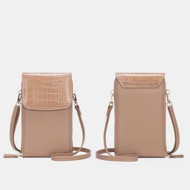 Schlanke, leichte Umhängetasche aus Leder für Damen, Handytasche, Kreditkartenhalter