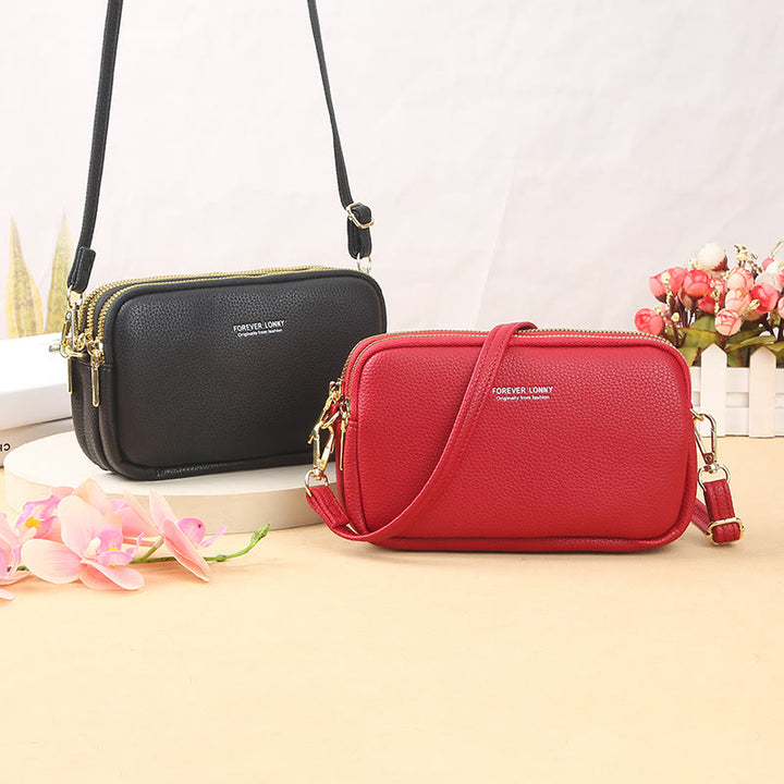Handytasche mit drei Fächern für Damen, große Umhängetasche