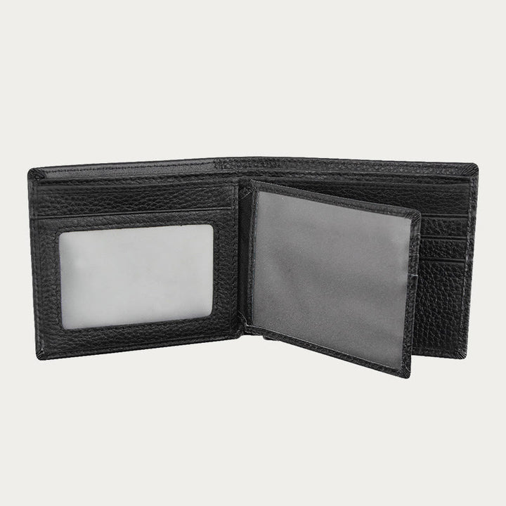 Ledergeldbörse für Männer, Diebstahlschutz, RFID, schwarze Geldbörse