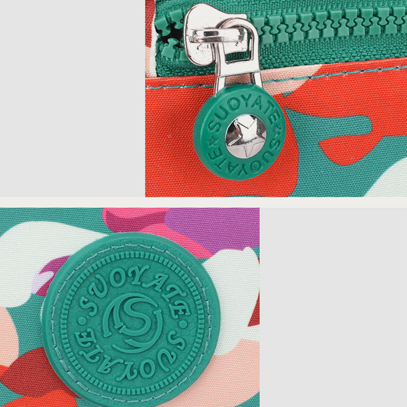 Umhängetasche aus Nylon für Damen, bedruckt, mehrfarbig, strapazierfähige Tasche