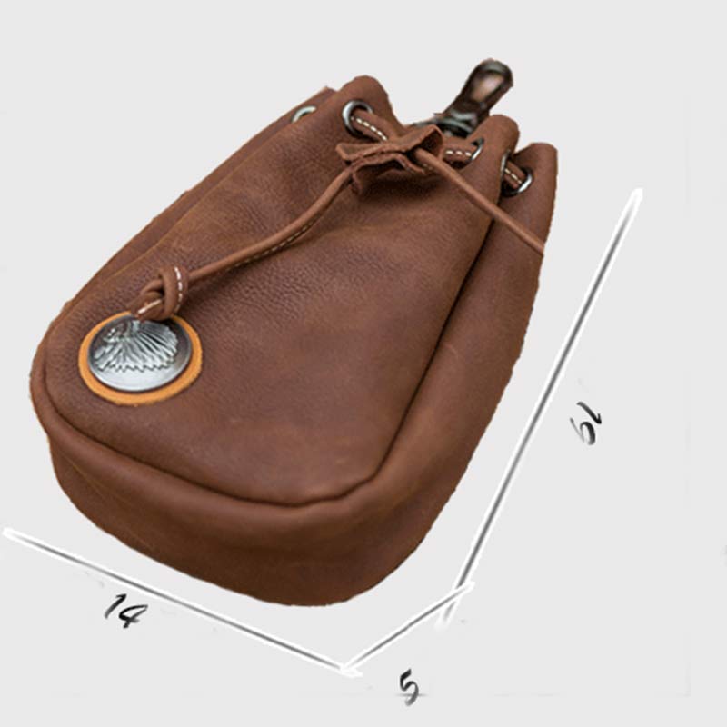 Retro Unisex Hüfttasche Kleine Kordelzug Leder Gürteltasche