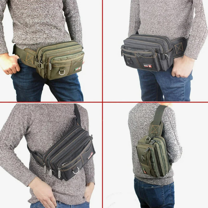 Wasserdichte Hüfttasche für Herren, multifunktionale große Canvas-Tasche für den Außenbereich