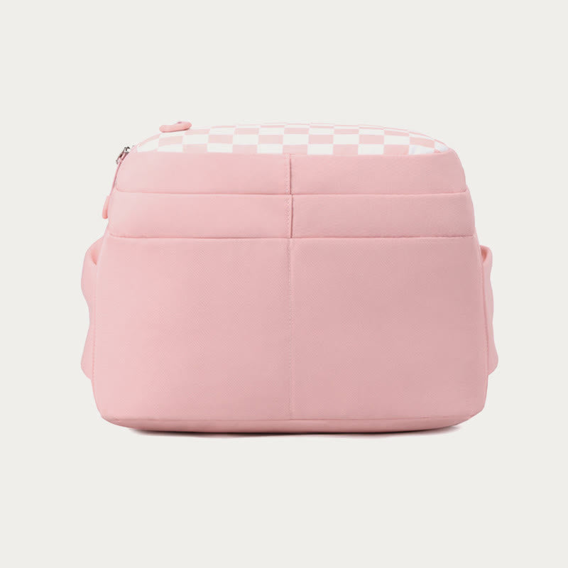 Rucksack für Damen, kariertes Muster, helle Farbe, einfache Schultasche