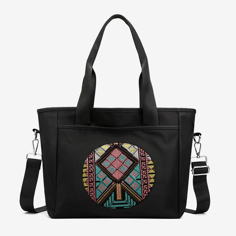 Leichte Nylon-Tragetasche, ethnische, wasserdichte Schultertasche für Damen