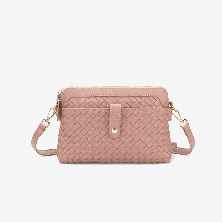 Multifunktionale Unterarmhandtasche für Damen aus gewebtem Leder
