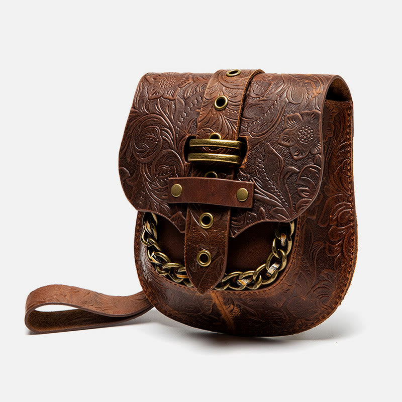 Retro-Umhängetasche für Damen mit Steampunk-Prägung, Umhängetasche mit Kette