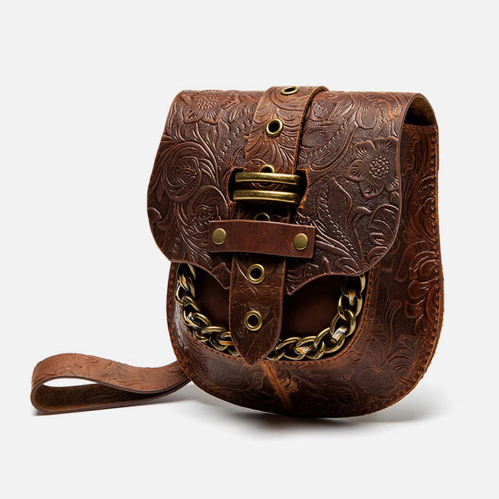 Retro-Umhängetasche für Damen mit Steampunk-Prägung, Umhängetasche mit Kette