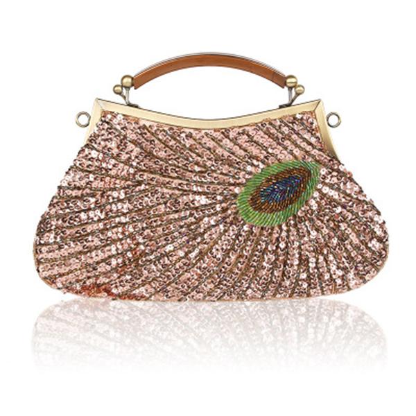 Handgemachte Perlen Clutch Pfau Pailletten Tasche