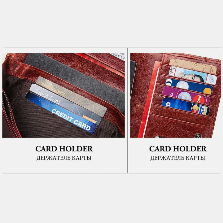 RFID-blockierende und diebstahlsichere Geldbörse aus echtem Leder