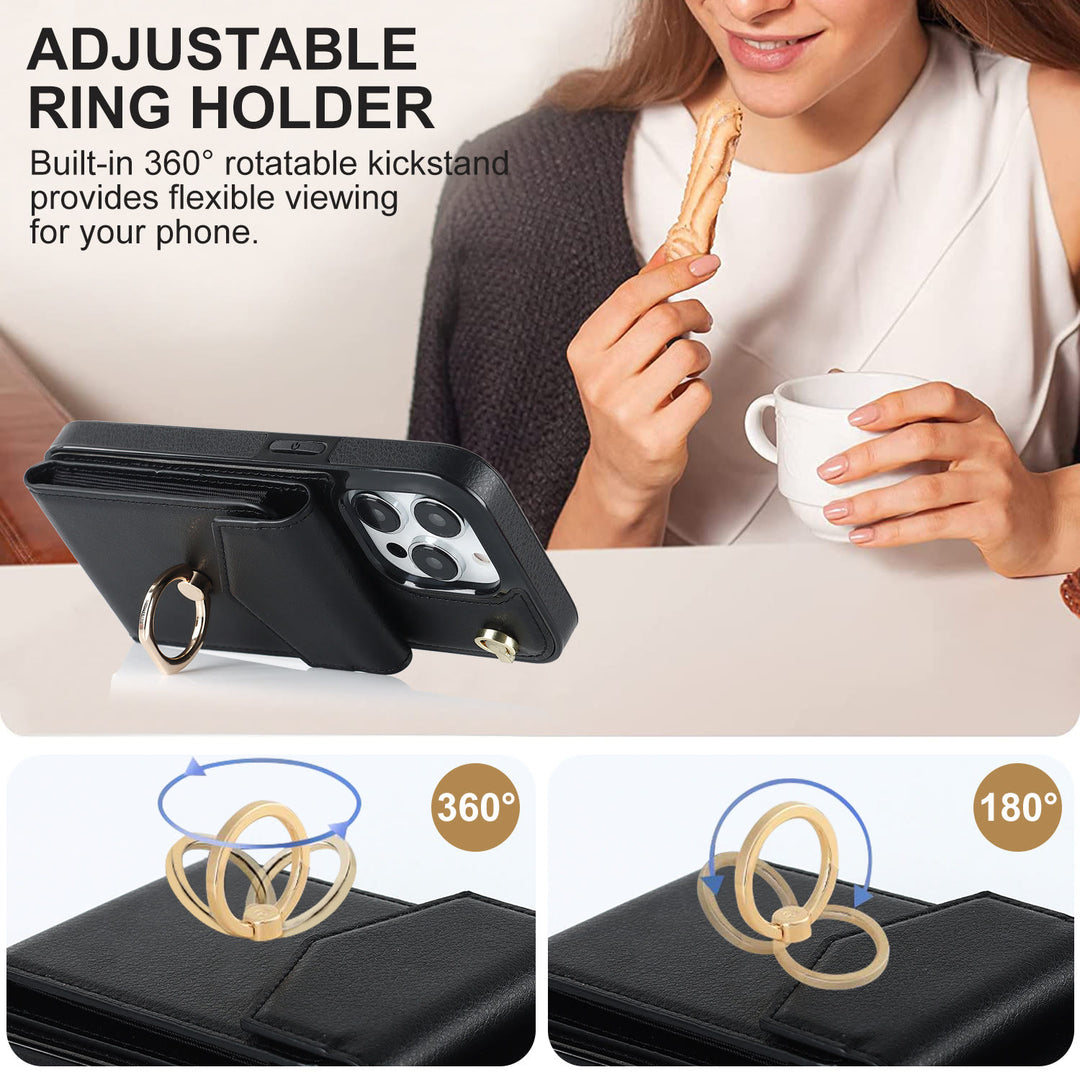 Brieftaschen-Telefonhülle für iPhone, lässig, Leder, Schnalle, Kartenhalter