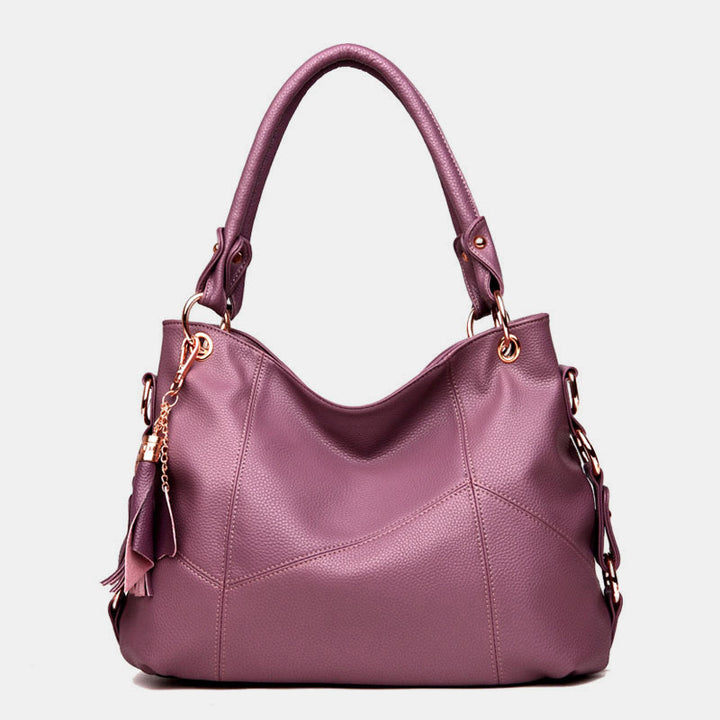 Einfarbige Schultertasche für Damen mit Quastendekor, große Unterarmtasche