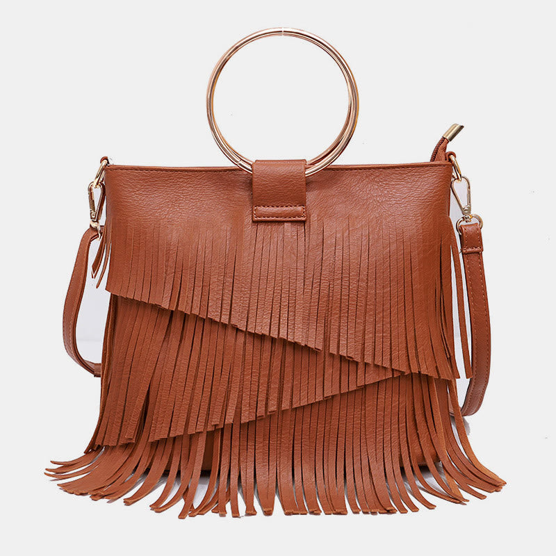Quaste Lederhandtasche für Frauen Musik Party klassische Umhängetasche