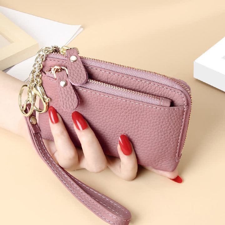 Kleine Clutch aus echtem Leder für Damen mit Armband, Geldbörse, Kartenhalter
