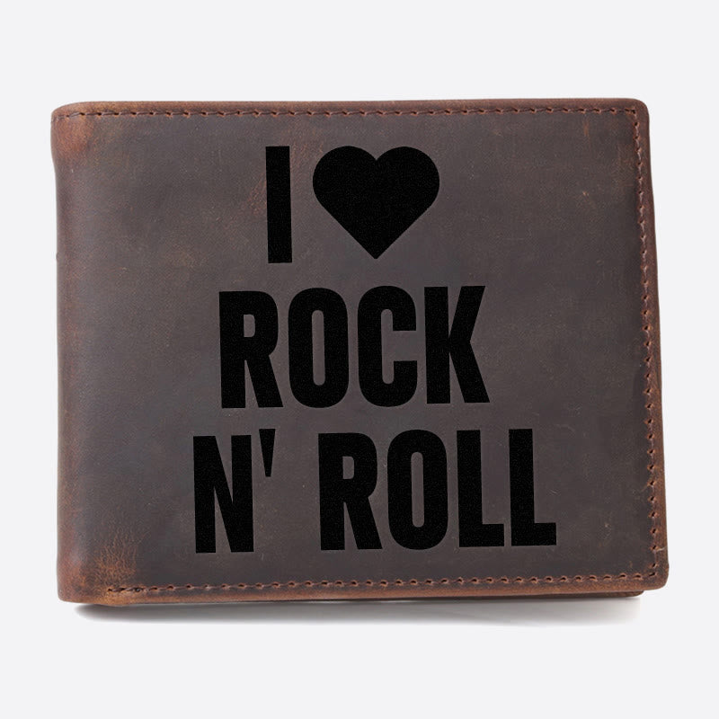 I Love Rock N Roll Gravur Geldbörse für Männer RFID Geldbörse