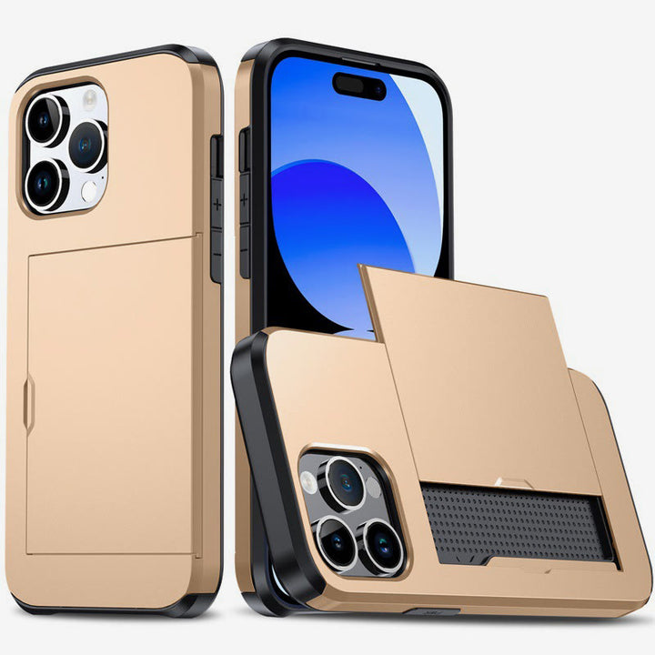 Iphone Slide Card Telefonhülle 2 in 1 Anti-Fall-Geldbörsenhülle