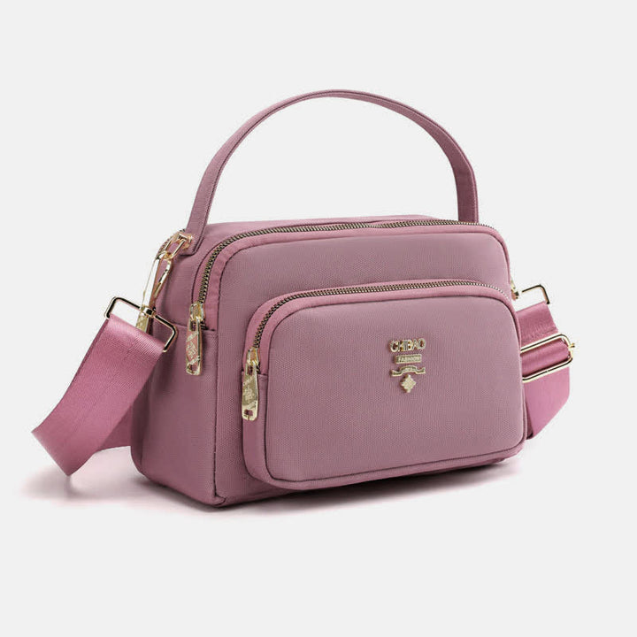Umhängetasche mit Dreifach-Reißverschluss für Damen, wasserdichte, leichte Schulterhandtasche aus Nylon