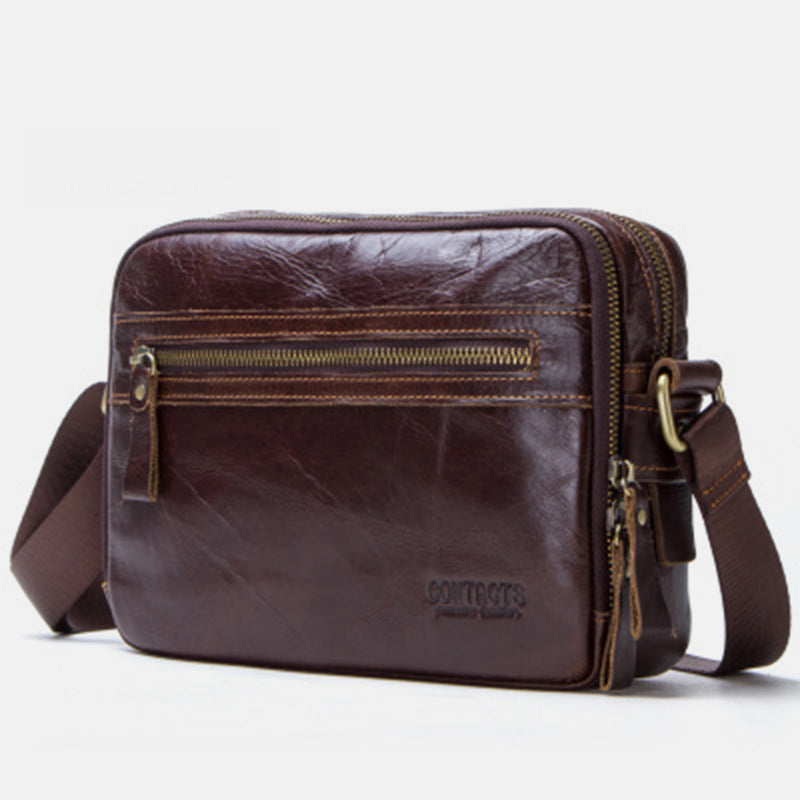 Umhängetasche aus echtem Leder mit großem Fassungsvermögen und mehreren Taschen