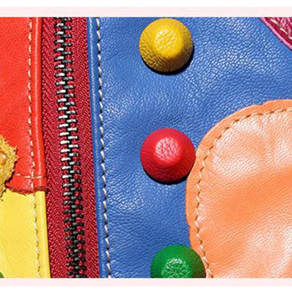 Rucksack aus echtem Leder mit Splice-Nieten