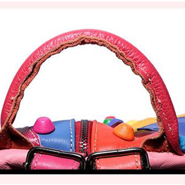 Rucksack aus echtem Leder mit Splice-Nieten