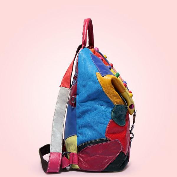 Rucksack aus echtem Leder mit Splice-Nieten