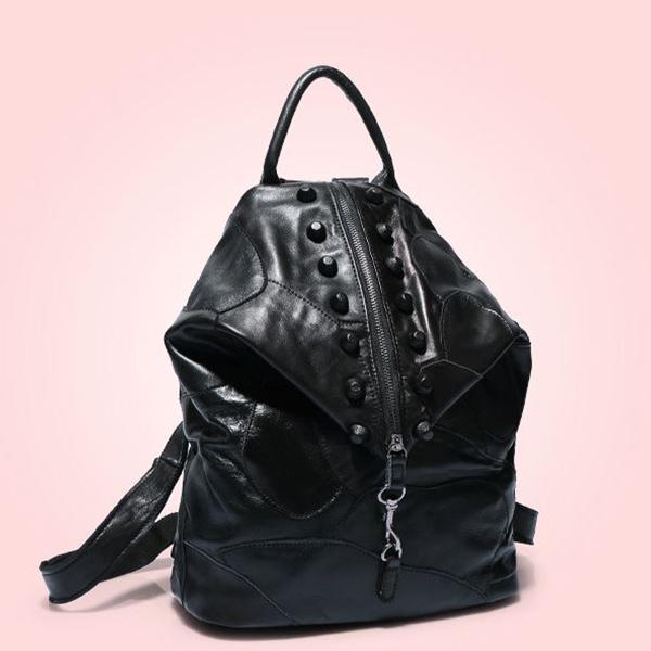 Rucksack aus echtem Leder mit Splice-Nieten
