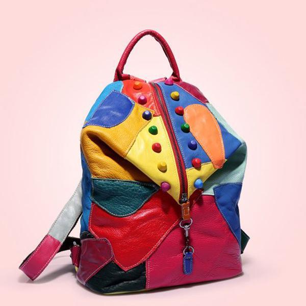 Rucksack aus echtem Leder mit Splice-Nieten
