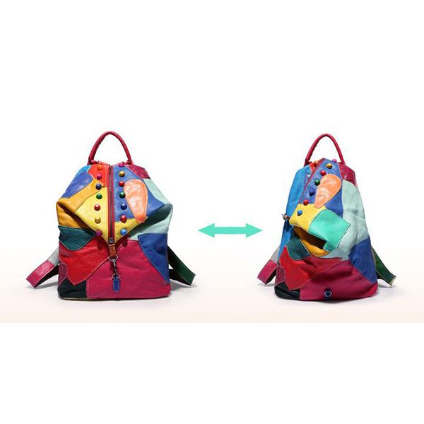 Rucksack aus echtem Leder mit Splice-Nieten