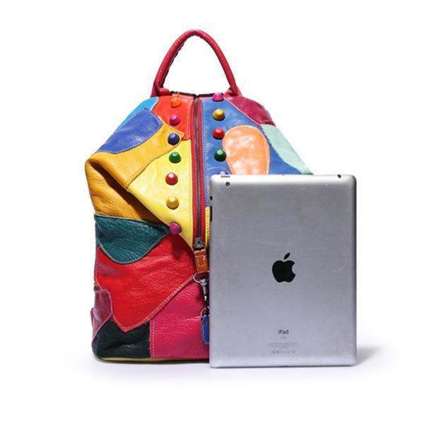 Rucksack aus echtem Leder mit Splice-Nieten