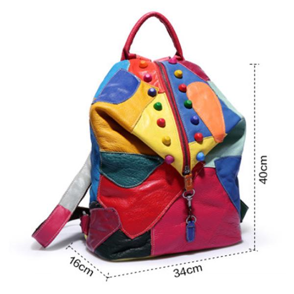 Rucksack aus echtem Leder mit Splice-Nieten