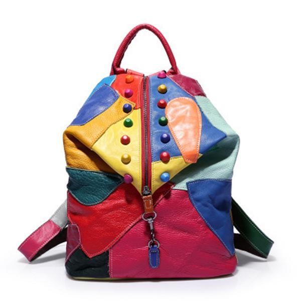 Rucksack aus echtem Leder mit Splice-Nieten