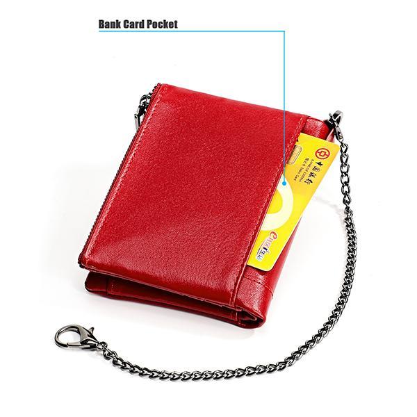 RFID-blockierende Retro-Geldbörse aus Leder mit Kette