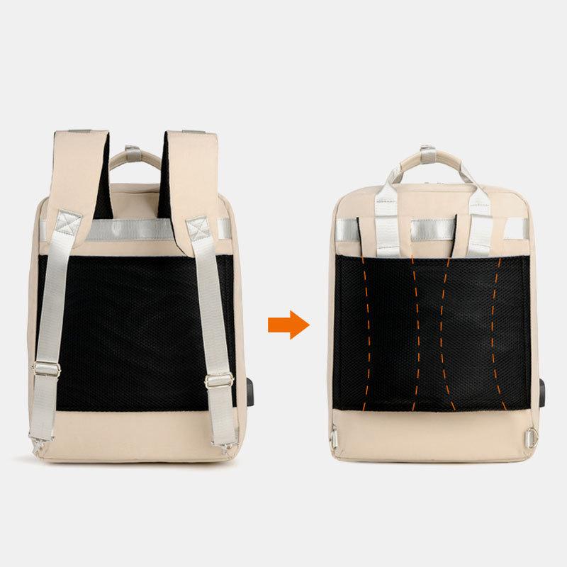 15,6“ Laptop-Rucksack Multifunktionaler Patchwork-Rucksack mit USB-Ladeanschluss