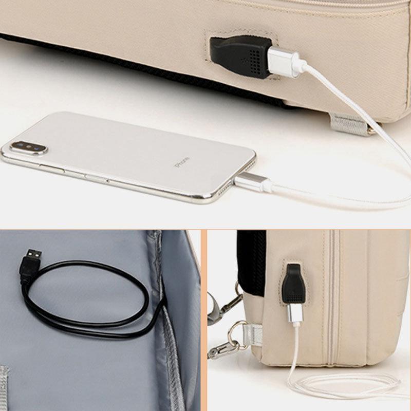 15,6“ Laptop-Rucksack Multifunktionaler Patchwork-Rucksack mit USB-Ladeanschluss