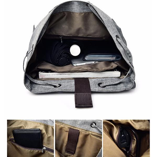 Unisex-Rucksack mit multifunktionalem Kordelzug und USB-Aufladung