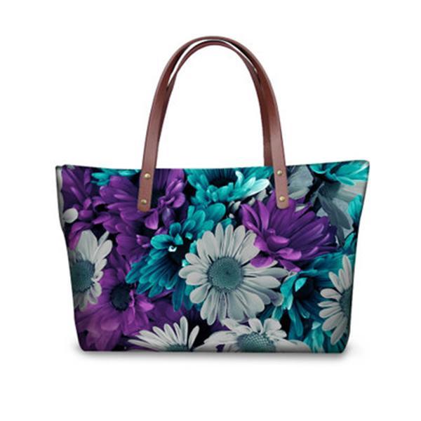 Wasserdichte Handtasche mit Blumendruck