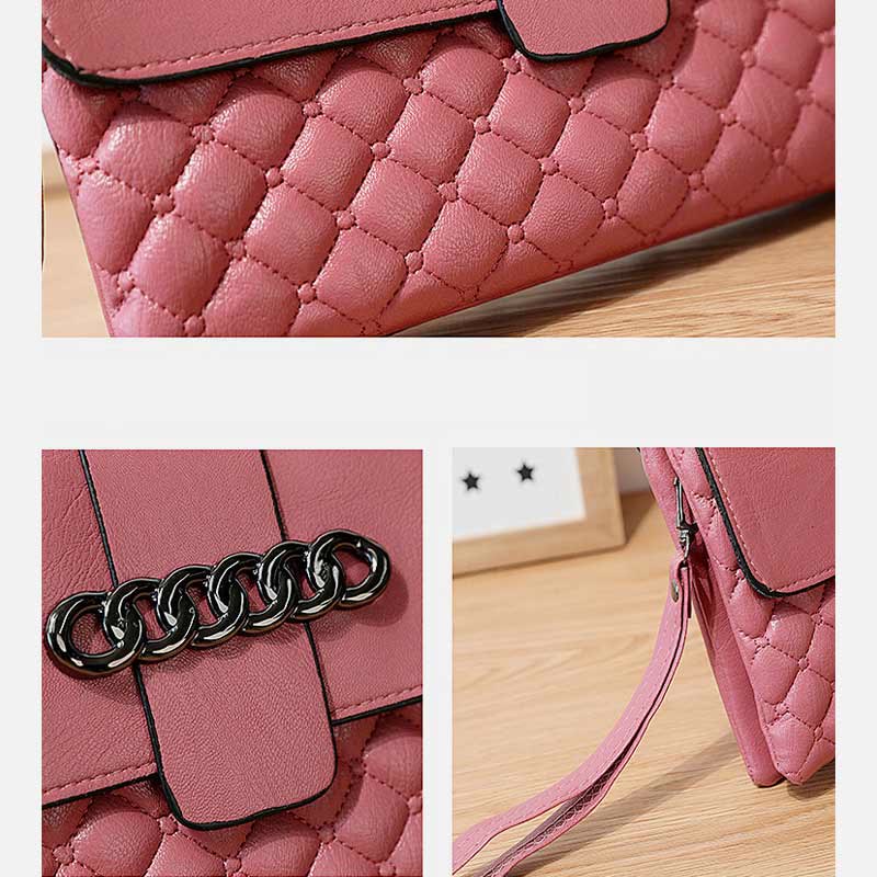 Gesteppte Schultertasche für Damen mit Karomuster, multifunktionale Geldbörse