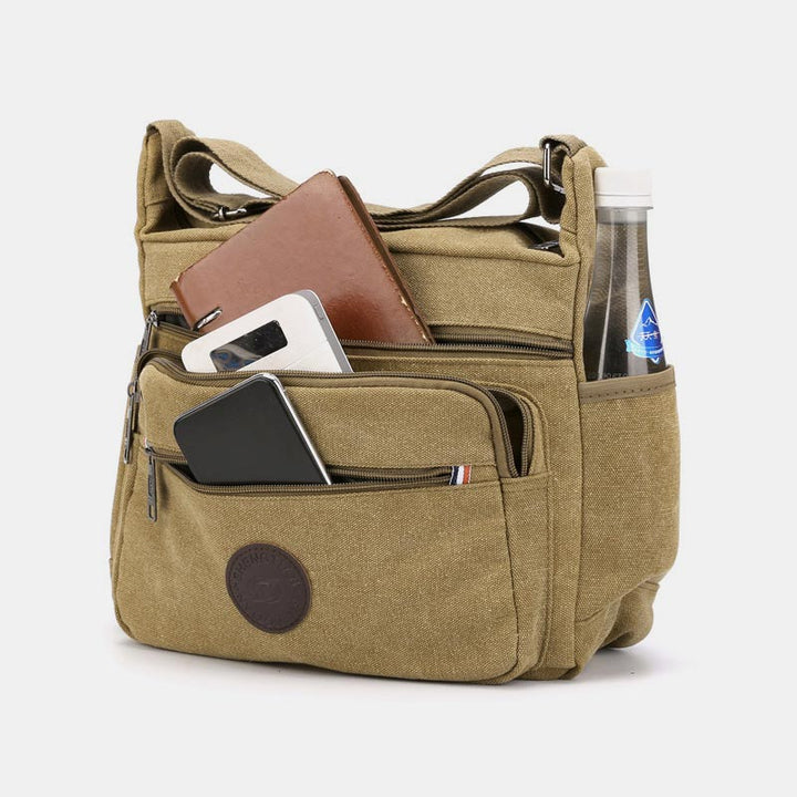 Vintage Messenger Bag aus Canvas mit großem Fassungsvermögen