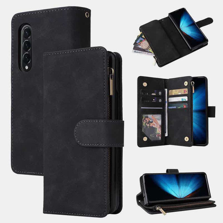 Stoßfeste Sansung Galaxy Z Fold 4 Fold 3 Hülle mit mehreren Kartenfächern