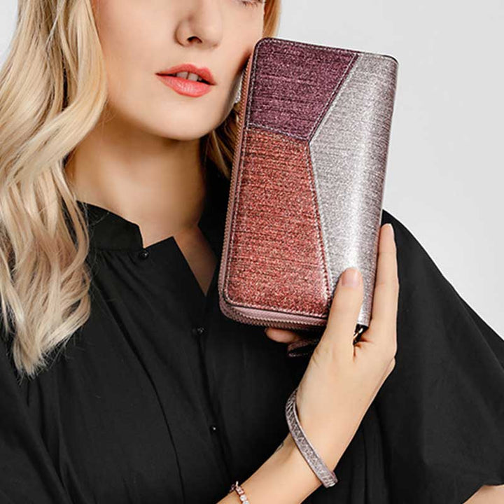 Glitzernde Clutch mit mehreren Taschen, Handytasche