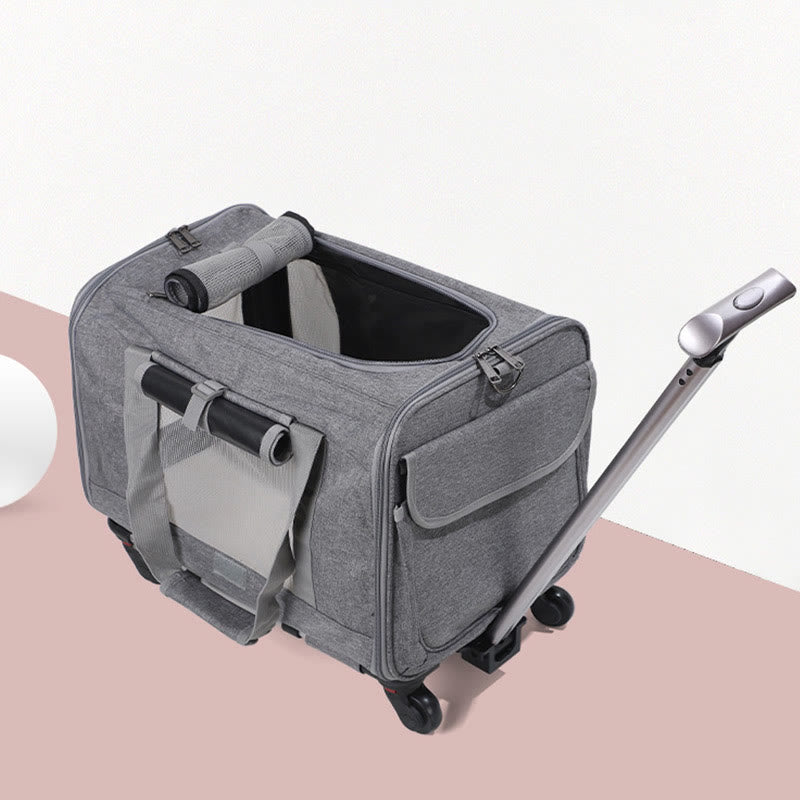 Rolling Pet Carrier Faltbare atmungsaktive Zugstange Haustiertasche
