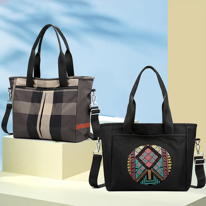 Leichte Nylon-Tragetasche, ethnische, wasserdichte Schultertasche für Damen