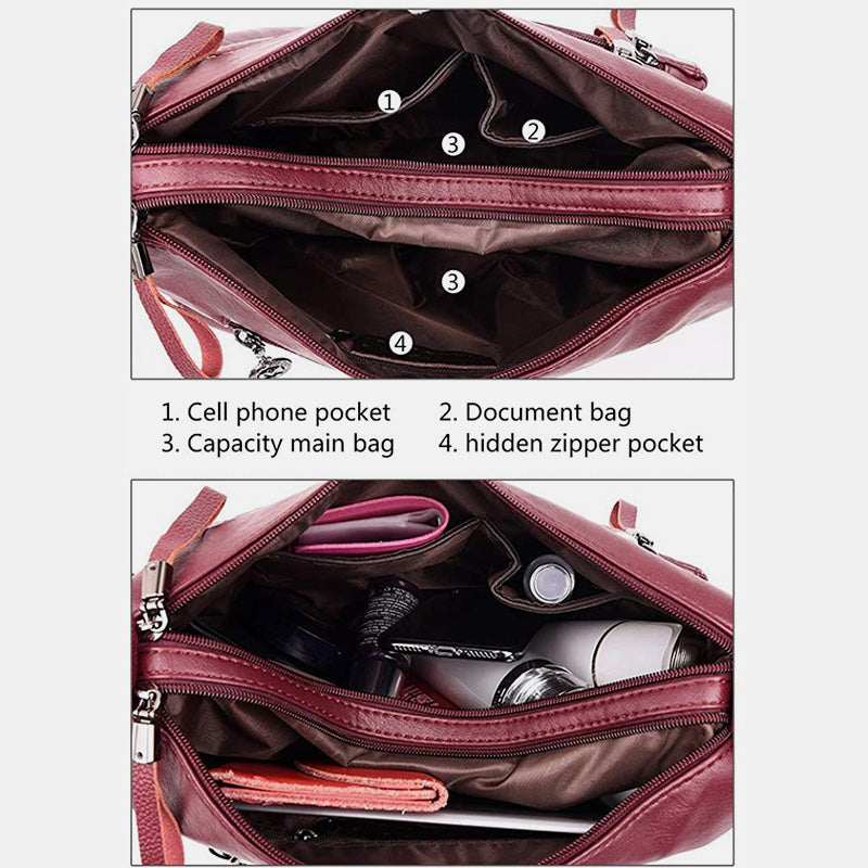 Große Umhängetasche im Retro-Stil mit mehreren Taschen - image 2