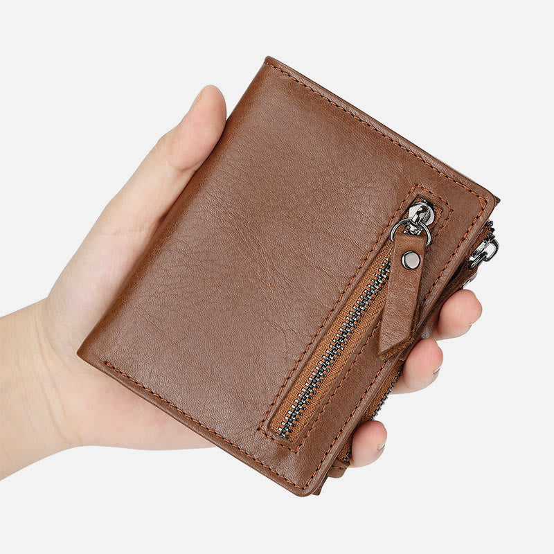 Echtes Leder RFID Geldbörse für Männer Minimalistische große Retro Geldbörse