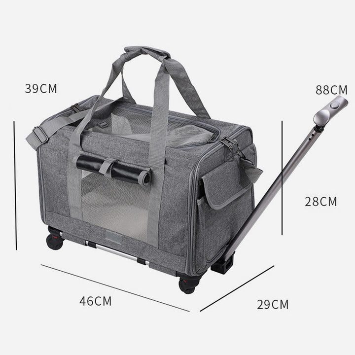 Rolling Pet Carrier Faltbare atmungsaktive Zugstange Haustiertasche
