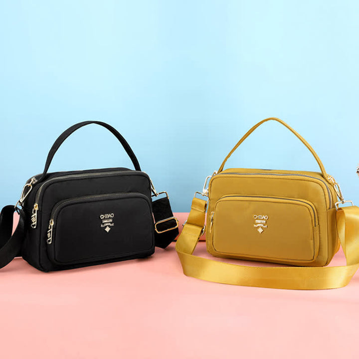 Umhängetasche mit Dreifach-Reißverschluss für Damen, wasserdichte, leichte Schulterhandtasche aus Nylon