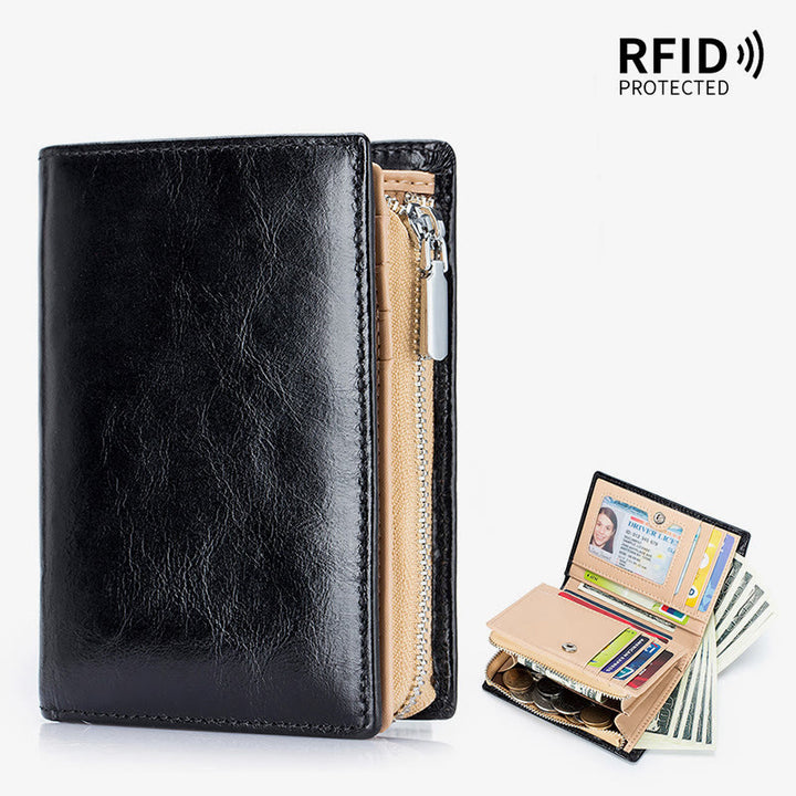 Herren Kurze Brieftasche Für Business Retro Multifunktions Leder Geldbörse