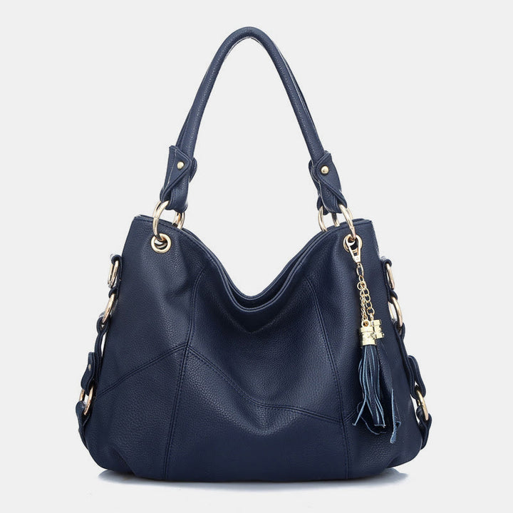 Einfarbige Schultertasche für Damen mit Quastendekor, große Unterarmtasche