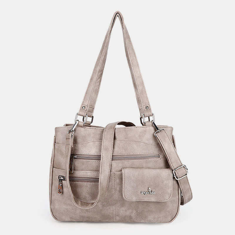 Schultertasche aus Kunstleder mit mehreren Taschen und großer Kapazität