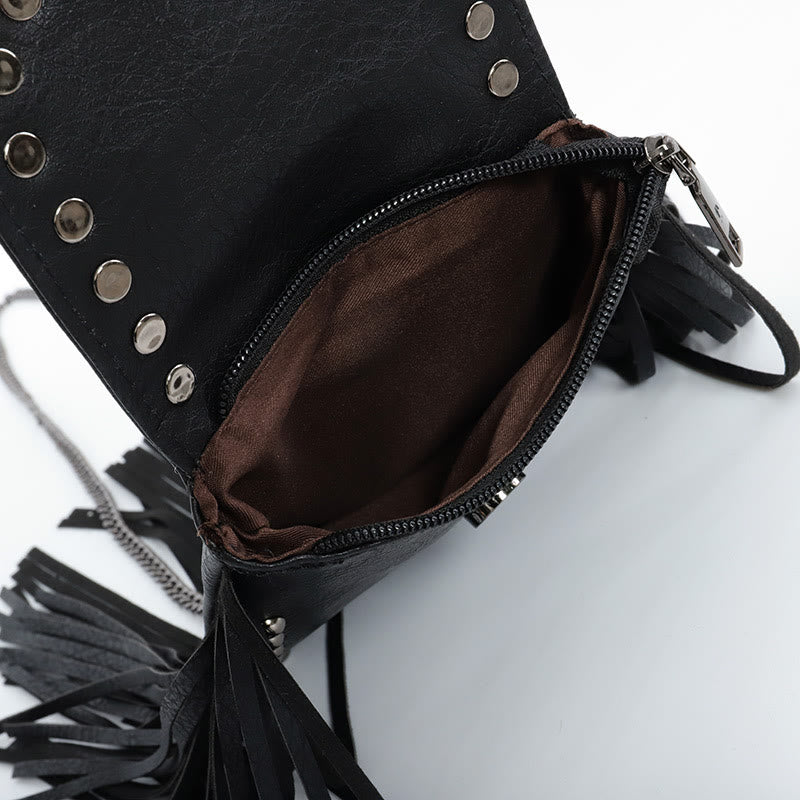 Nietenquastentasche für Damen Veganes Leder Umhängetasche Handytasche